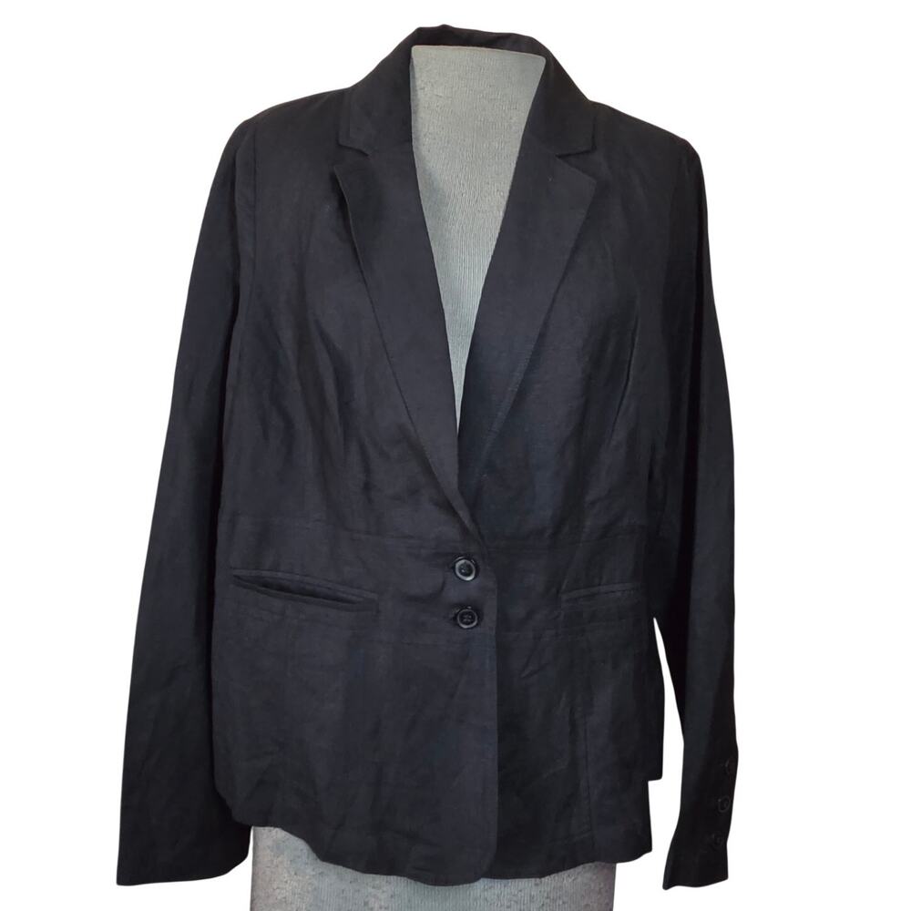 Lane Bryant Linen Blend Black Blazer Jacket Size 16